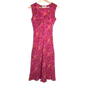 Diane Von Furstenburg Pink V-Neck Silk Sleeveless Dress  Size 4